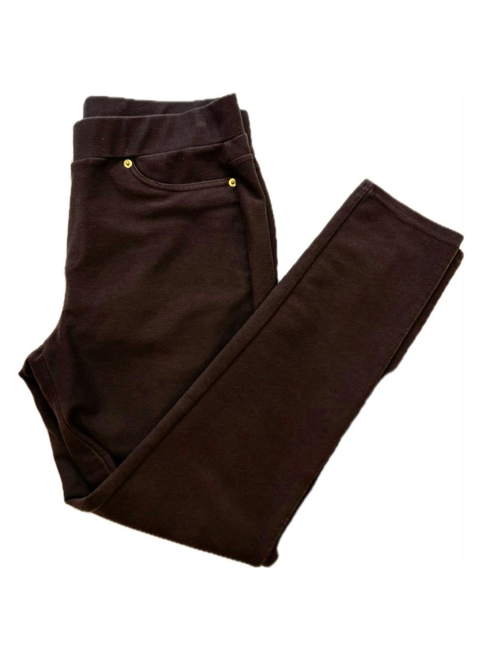 Michael Kors Girls Dark Brown Stretch Pants with Gold Rivet Detail